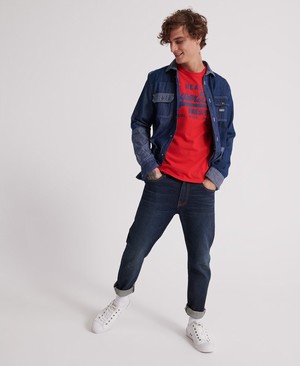 Superdry Vintage Logo 1st Duo Hosszú Ujjú Férfi Pólók Piros | LMKUH0694